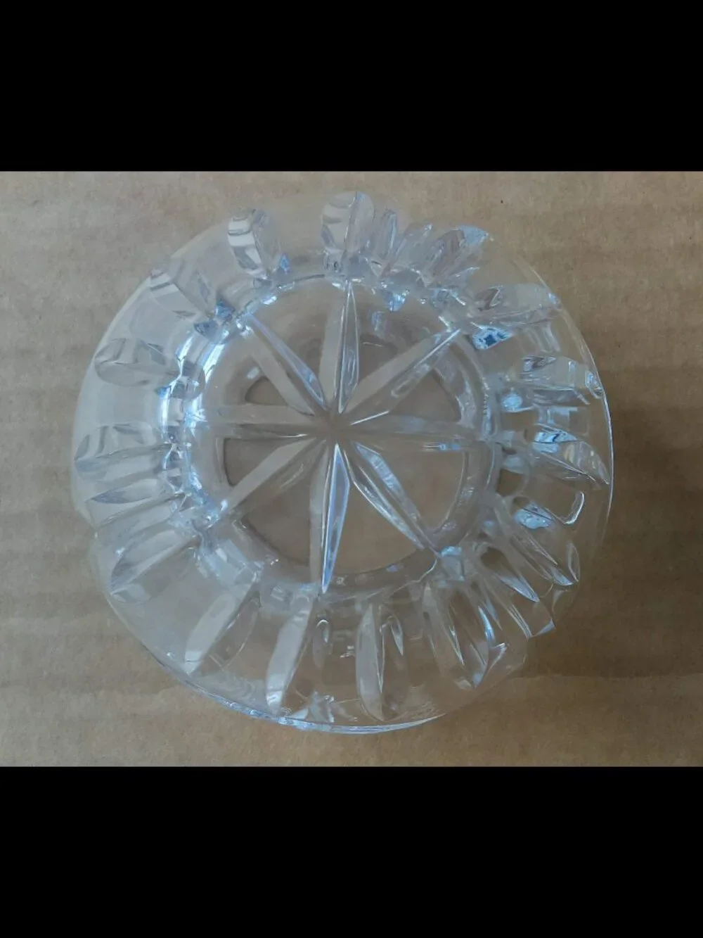 Intricately Cut Clear Glass Vase/Bowl 3” Tall